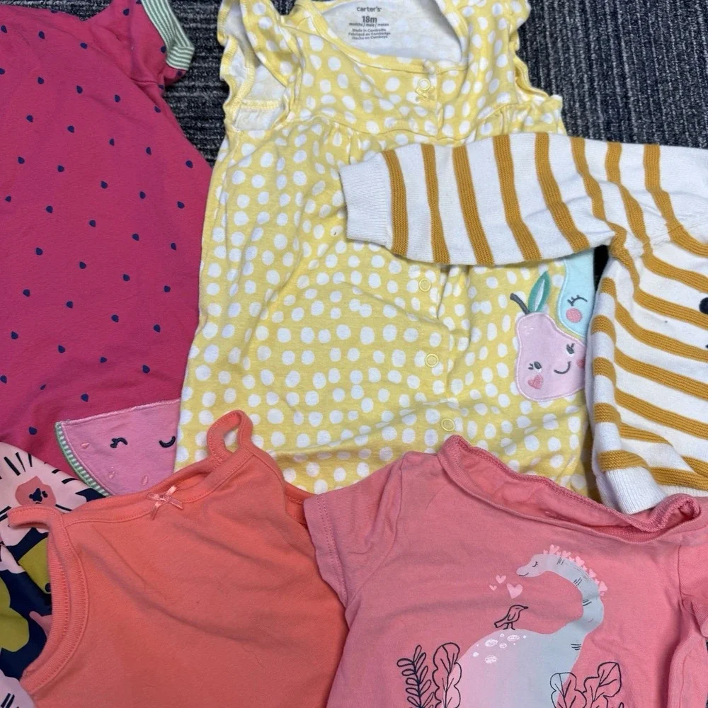 18 Mo Baby Girl Clothing Lot 9‎ Pcs Mixed Brands Carters Nike 4th July Lobster